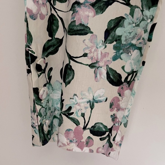 J.Jill Linen Stretch Fresh Spring Floral Cropped 3 Button Ankle Side Zip Pant M - Picture 10 of 14